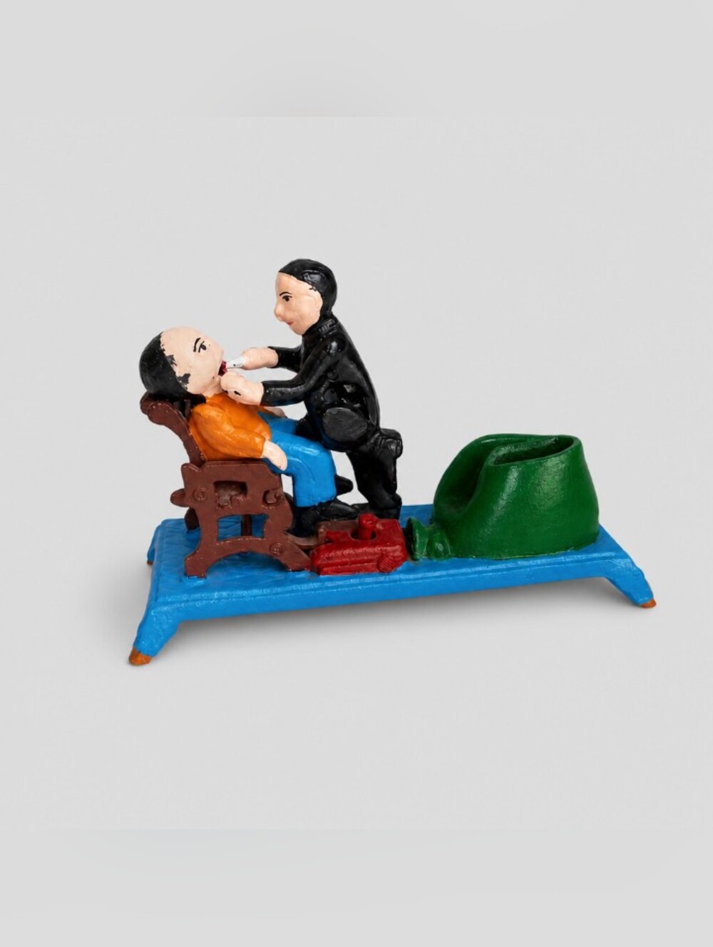 Vintage Iron Mechanical Toy Dentist Functional Movable Parts Action Remove Tooth